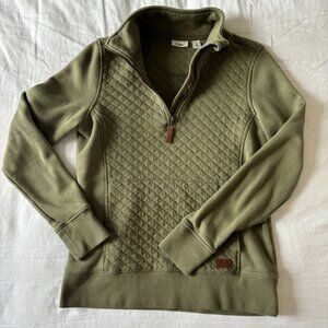 L.L. Bean Quilted 3/4 Zip Pullover - Olive Green Size Small